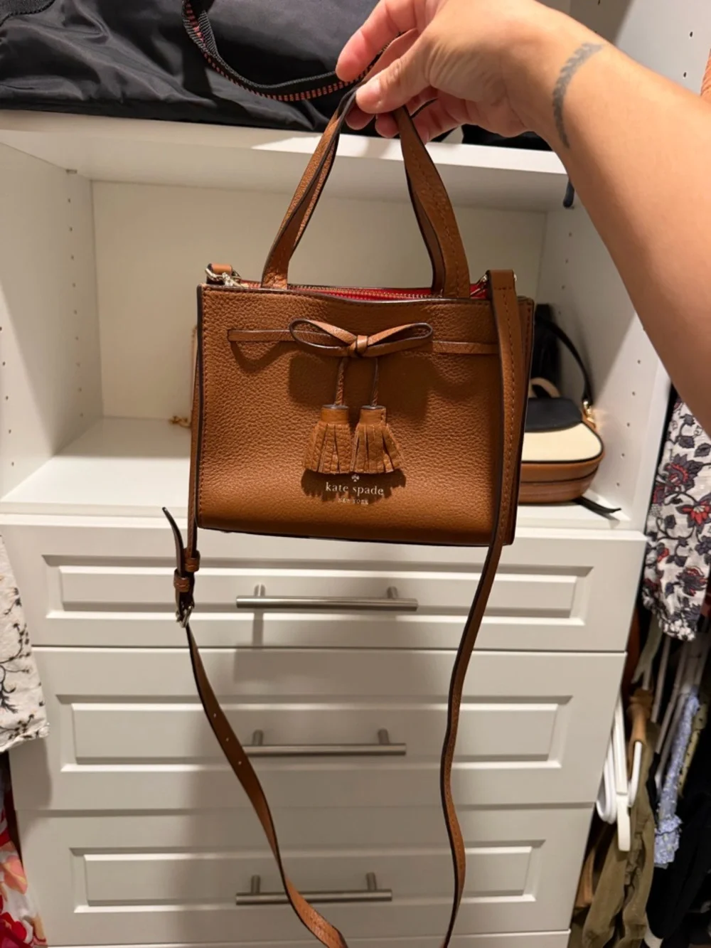 kate spade Brown Leather Satchel with Red Interior - Picture 3 of 5